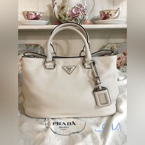 Authentic Prada in White Grained Leather